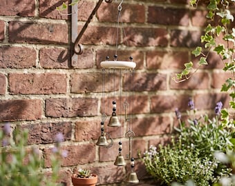 Witch Bells Wind Chime Boho Hanging Bell Decor Pagan Protection Chime Wooden Wind Chime Gothic Halloween Home Garden Gift