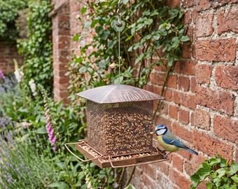 Large Hanging Bird Feeder Squirrel Proof Metal Mesh Bird Seed Feeder Outdoor Wild Bird Feeding Station Heavy Duty Garden Decor