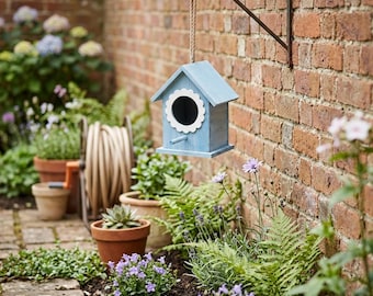 Wooden Hanging Bird House, Outdoor Bird Nest Box, Rustic Bird Breeding House, Garden Bird Shelter, Weather Resistant Yard Decor