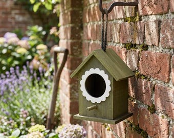 Wooden Hanging Bird House, Rustic Outdoor Bird Nest Box, Decorative Garden Birdhouse, Weather Resistant Bird Shelter Gift
