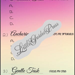 May include: A digital planner page with a purple to yellow gradient background. The text reads Tiny Planner, For dopamine-hungry, task-avoidant souls, 1) Protective Task (Helps my future), 2) Anchoring (Keeps me grounded), 3) Gentle Task (Feeds my soul).