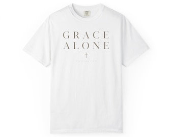 Camiseta Grace Alone / Camiseta de fe cristiana, diseño minimalista de cruz / Colores cómodos