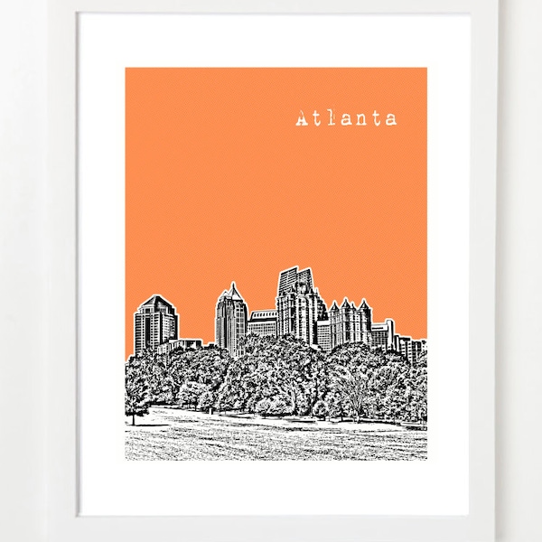 Atlanta Art Print - Atlanta Skyline Poster  - Atlanta Wedding Gift - VERSION 2