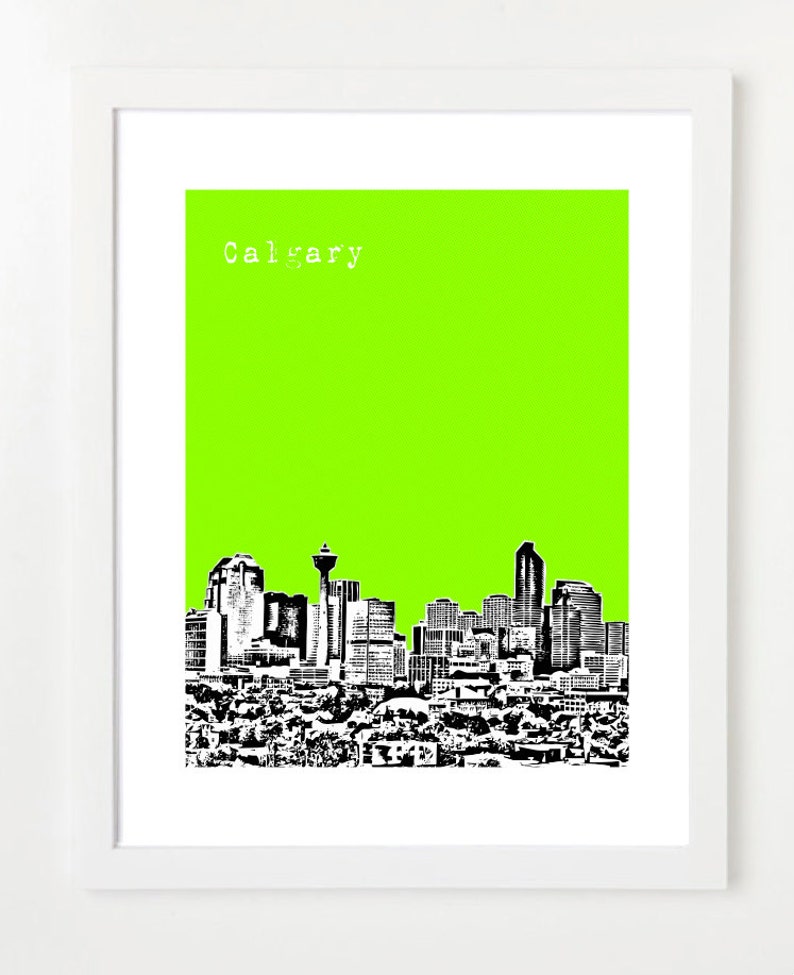Calgary Alberta City Skyline Poster Calgary Fine Art Print Etsy