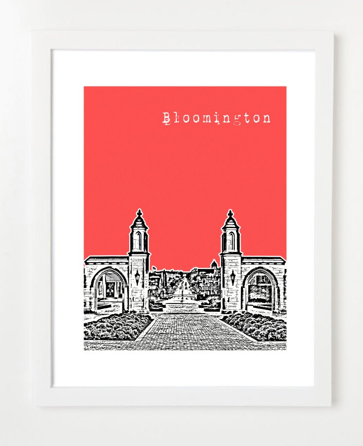 Bloomington Art Poster Bloomington City State Skyline Art Etsy