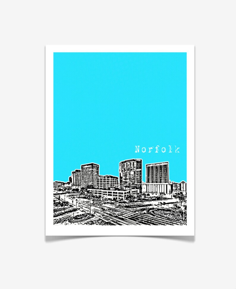 Norfolk Virginia Skyline Poster Norfolk City Skyline Art Norfolk Virginia State Love VERSION 1 image 2