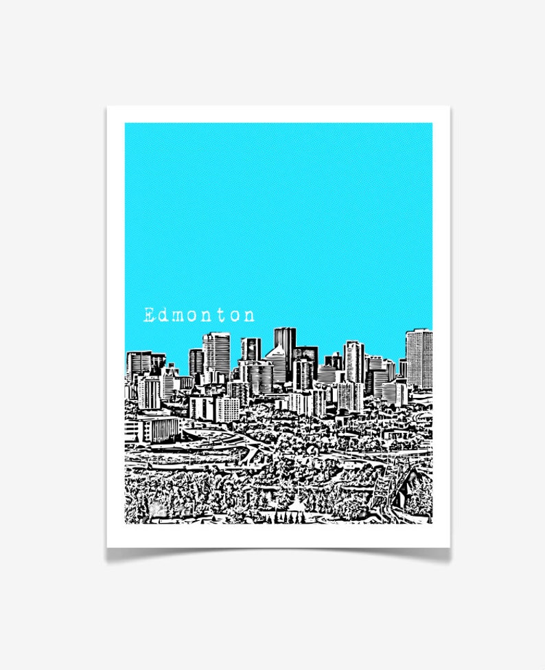 Edmonton Skyline Poster Edmonton City Skyline Art Print Etsy