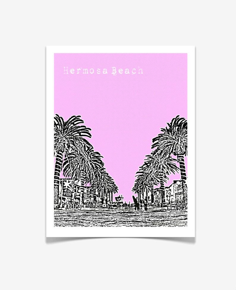 Hermosa Beach, California Poster Hermosa Beach City Skyline Series Art Print California Beach Art image 2