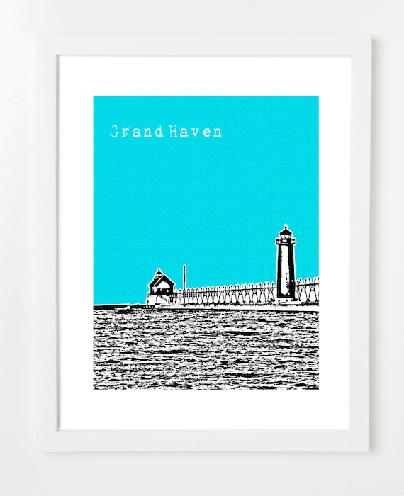 Grand Haven Michigan Skyline Print Lake Michigan Grand Haven Poster