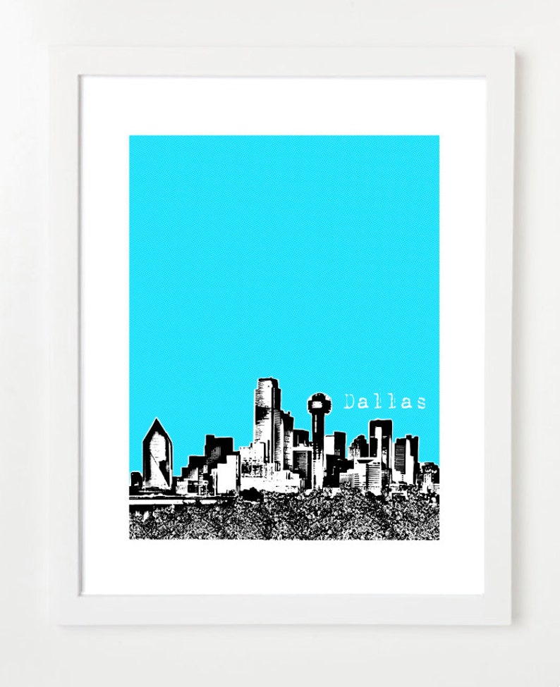 Dallas Poster City Skyline Art Print Dallas Texas VERSION Etsy