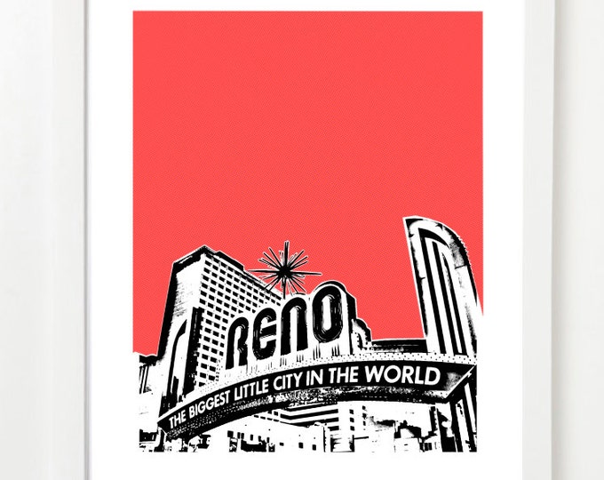 Reno Nevada Art Print Reno City Skyline Art Print VERSION 2 - Etsy