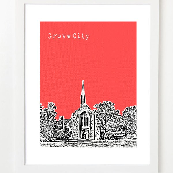 Grove City Pennsylvania Art Print - Grove City Poster - Harbison Chapel