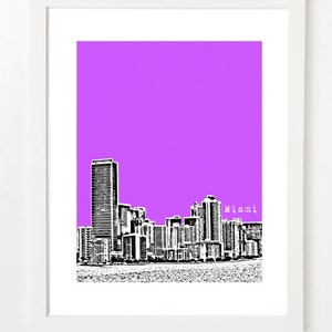 Miami Florida Skyline Poster Miami Art Florida City Art Print VERSION 3 image 1