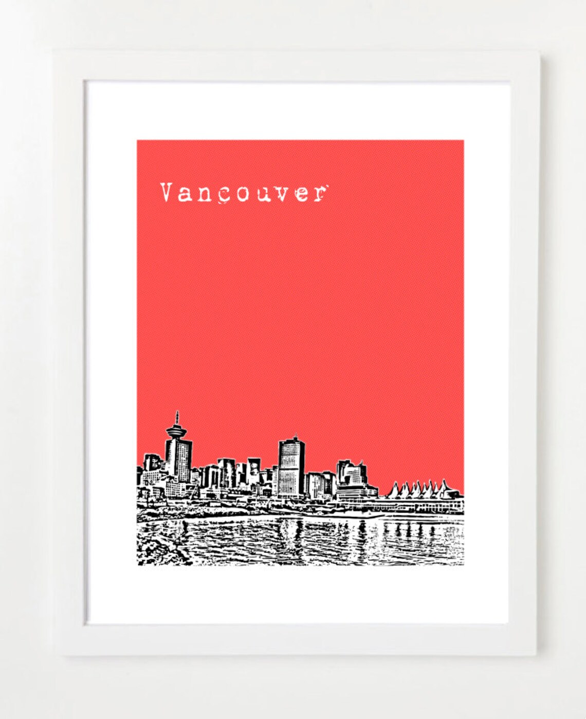 Vancouver Art Print Vancouver City Skyline Poster VERSION Etsy