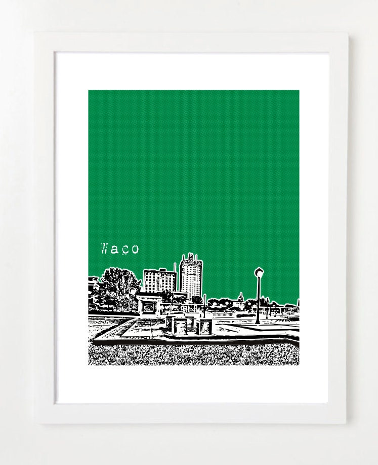 Skyline Poster Waco Texas Art Print Unique Nursery Decor Etsy