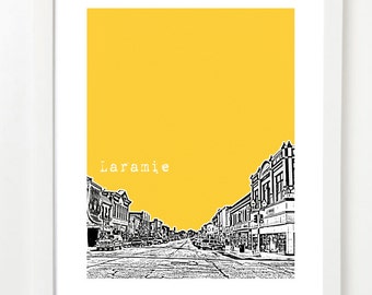 Laramie Wyoming Poster - Laramie City State Skyline Art Print  - Unique Gift