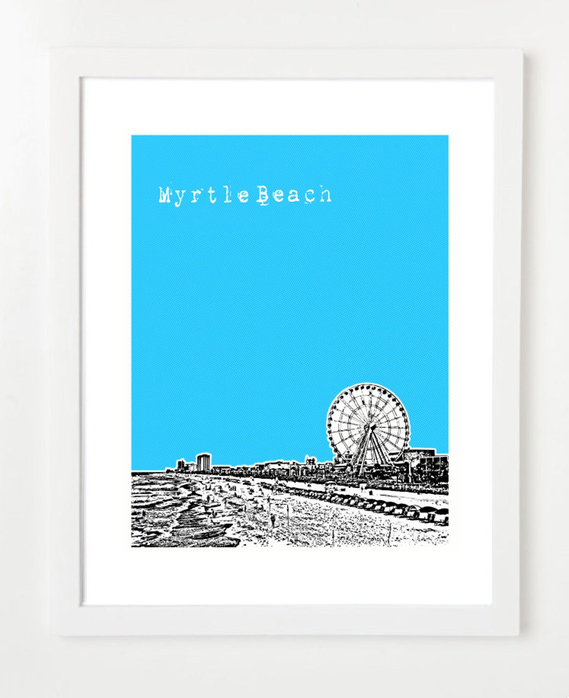Myrtle Beach Art Print Myrtle Beach City Skyline Poster Etsy