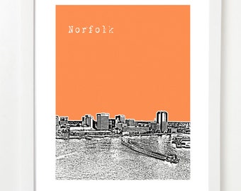 Norfolk Virginia Skyline Poster - Norfolk City Print - VERSION 2