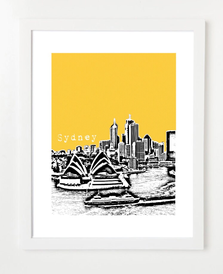 Sydney Australia Art Sydney Skyline Poster Opera House Etsy