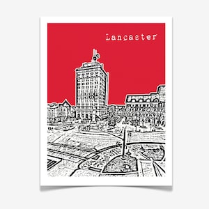 Lancaster Pennsylvania Skyline Lancaster City Art Print Lancaster PA image 2