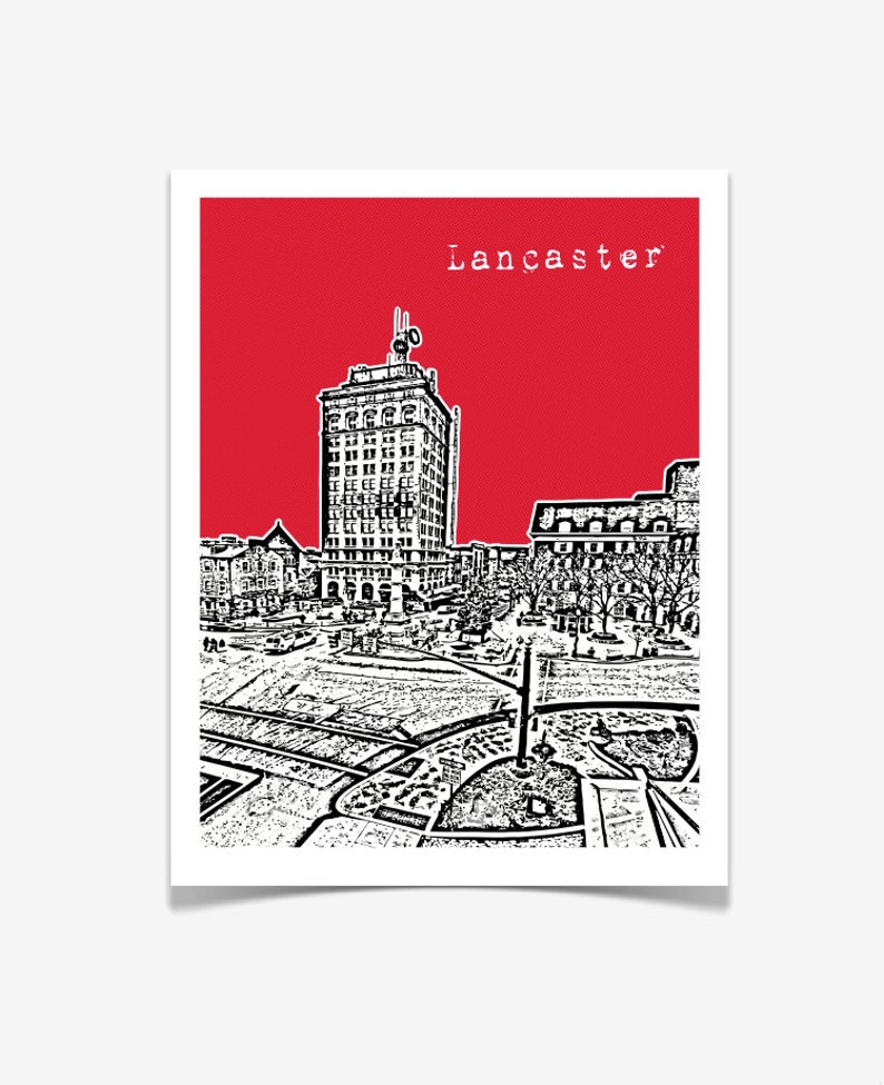 Lancaster Pennsylvania Skyline Lancaster City Art Print Lancaster PA image 2