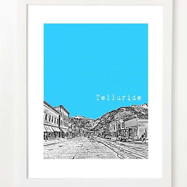 Telluride Colorado Poster - Telluride City Skyline Art Print - Telluride CO Gift