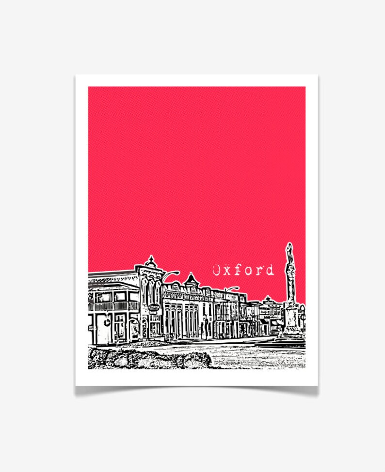 Oxford Mississippi Poster Oxford MS City Skyline Art Print Etsy