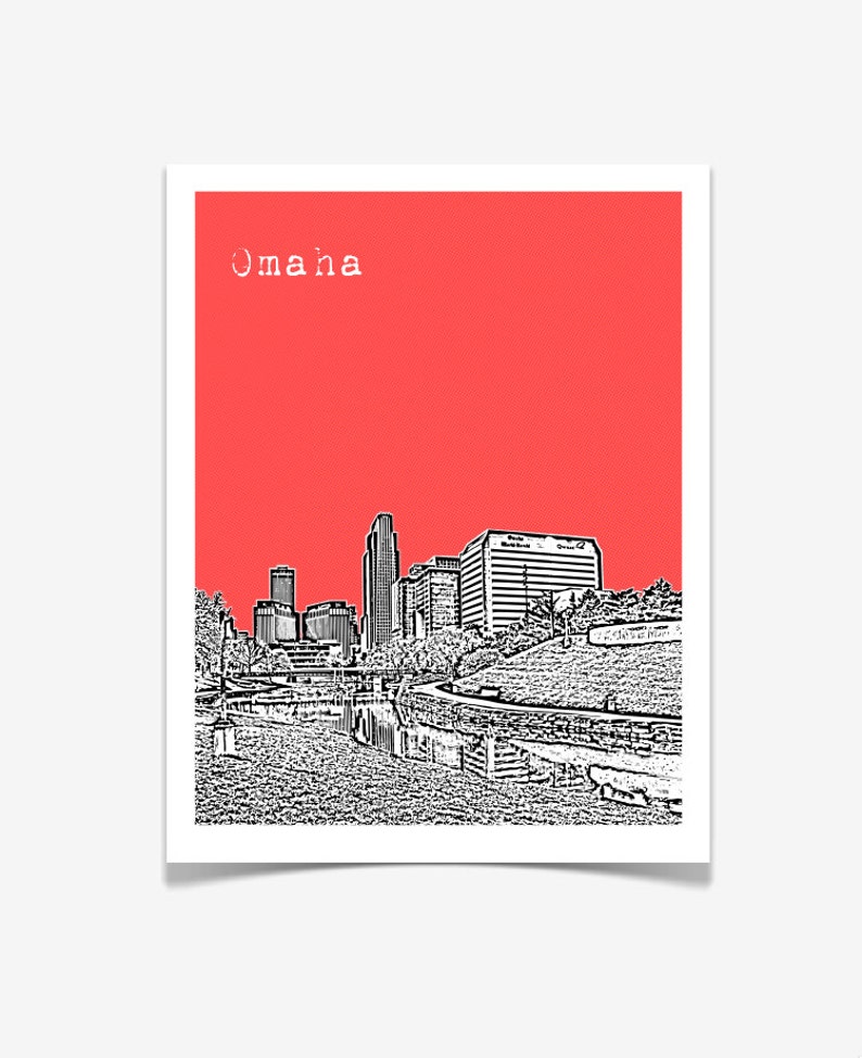 Omaha Art Print Omaha Nebraska Skyline Poster Digital Etsy