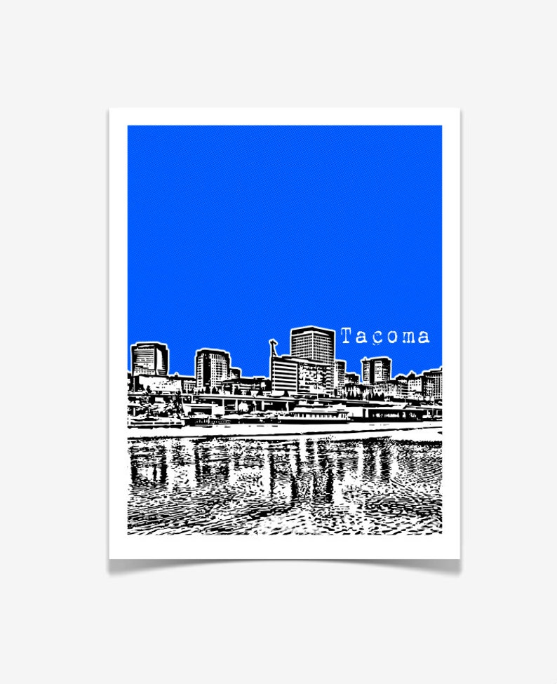 Art Print Washington State City Skyline Poster Etsy