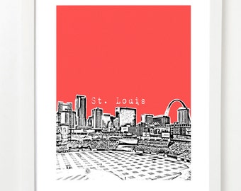 St Louis Skyline Poster  - Saint Louis City Art Print - VERSION 1