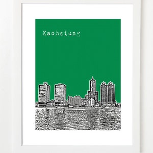 Kaohsiung Taiwan Poster City Skyline Art Print Kaohsiung City Harbor Art image 1