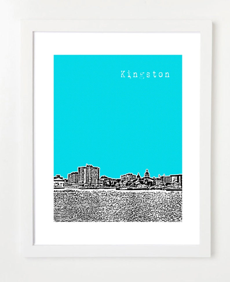 Kingston Jamaica City Skyline Series Poster Kingston Print Etsy