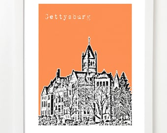 Gettysburg Art Poster  - Gettysburg Pennsylvania City Skyline Print