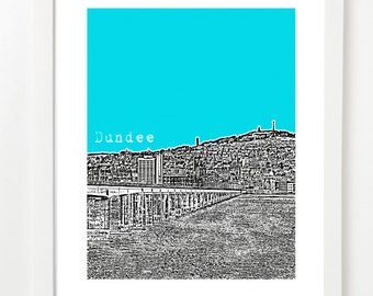 Dundee, Scotland Art Print - Dundee City Skyline Poster - Scotland Travel Art