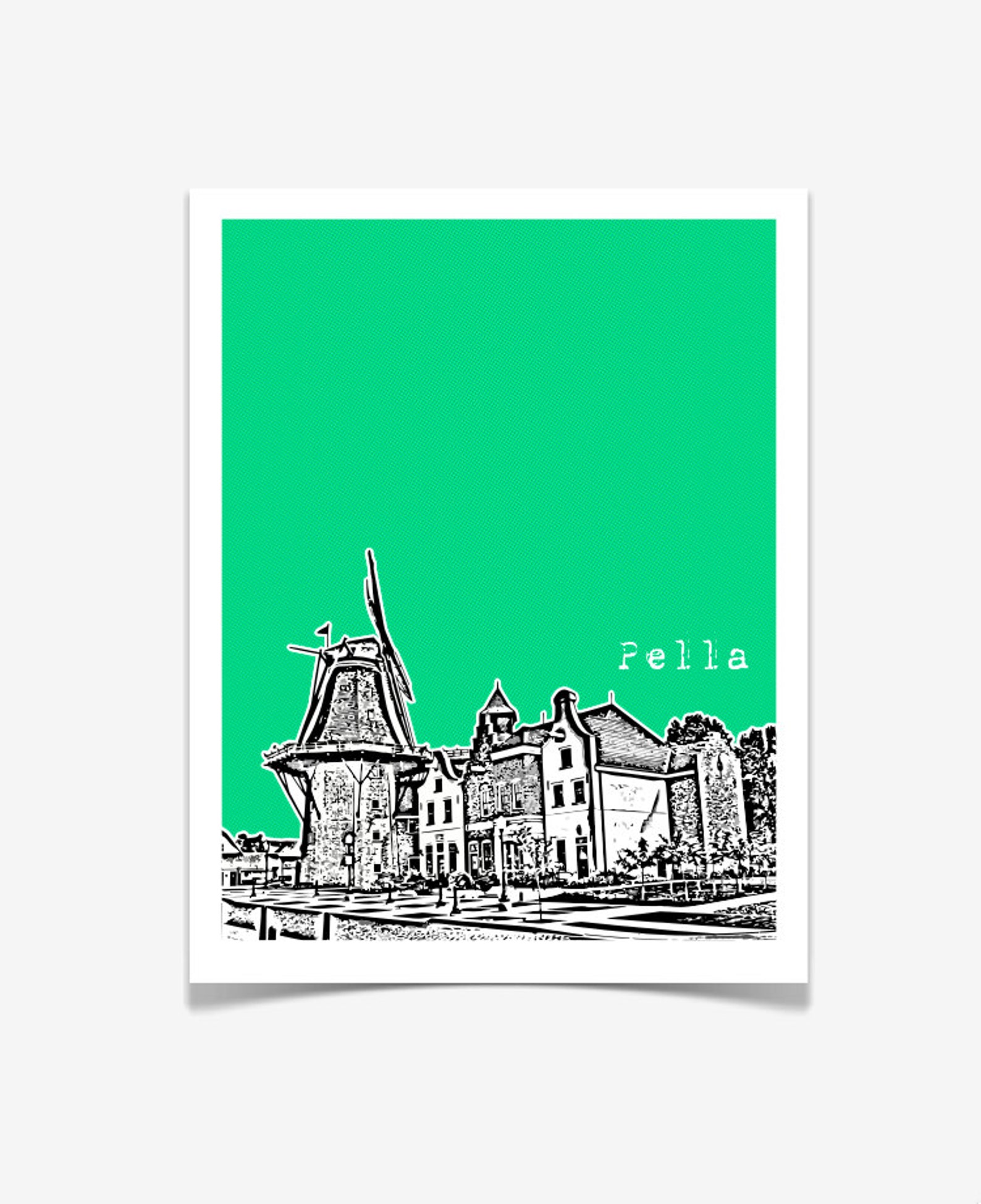 Pella Iowa Skyline Poster Pella Art Print Pella Iowa Etsy