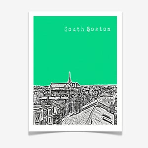 South Boston Massachusetts Poster Southie Skyline Print South Boston Art image 2