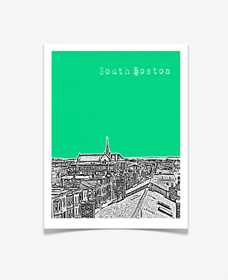 South Boston Massachusetts Poster Southie Skyline Print South Boston Art image 2