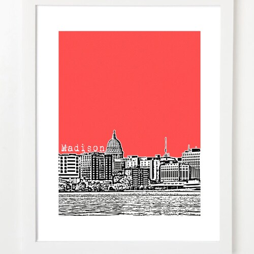 Madison Wisconsin Skyline Madison City Skyline Art Print Etsy