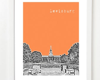 Lewisburg Pennsylvania Art Print - City Skyline Series Poster- Lewisburg Gifts