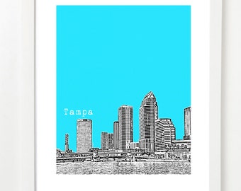 Tampa Art Print: Tampa Bay Florida City Skyline Art Print