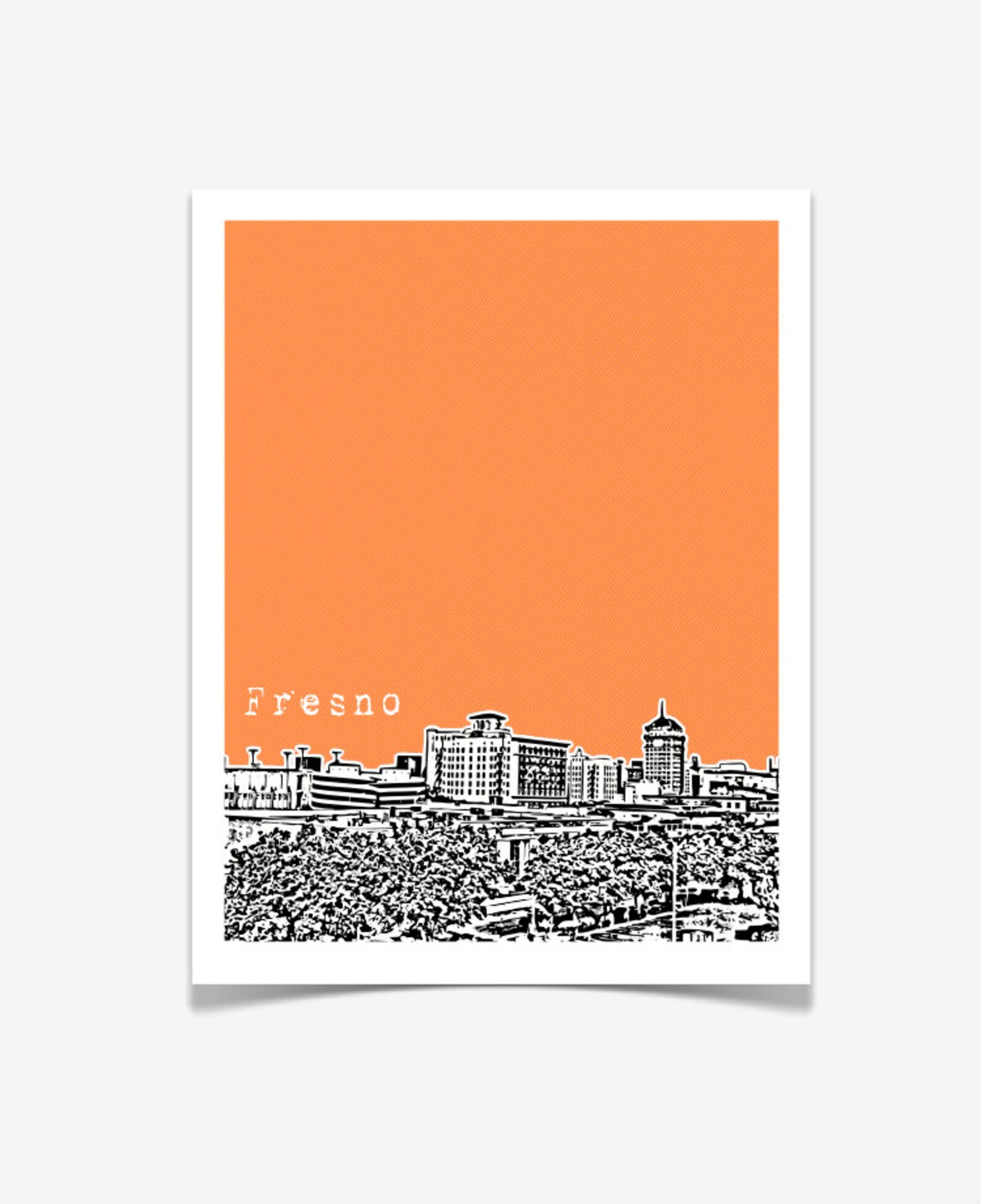 Fresno City Art Skyline Poster California State Series Etsy