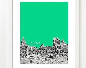 La Paz, Bolivia Poster - City Skyline Series Art Print - South America - VERSION 1