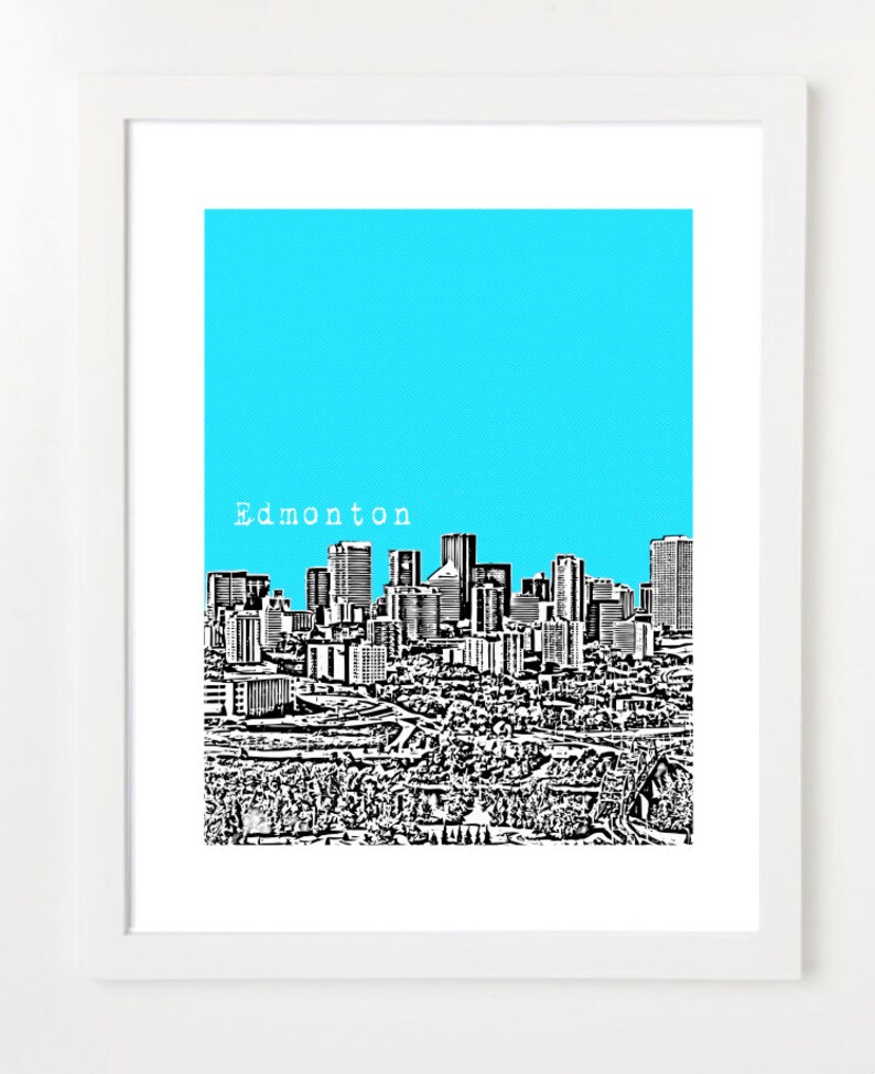 Edmonton Skyline Poster Edmonton City Skyline Art Print Etsy