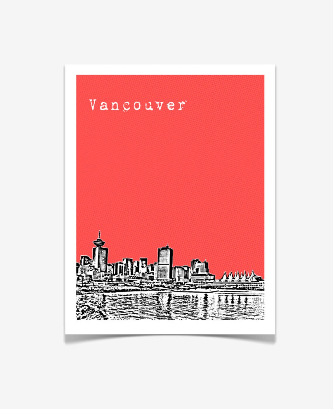 Vancouver Art Print Vancouver City Skyline Poster VERSION Etsy