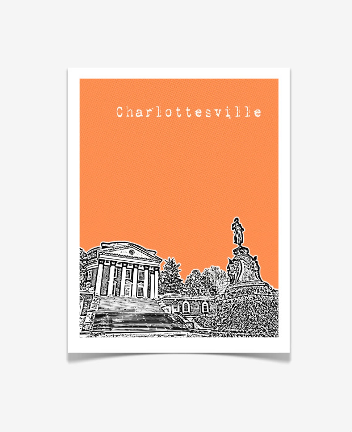 Charlottesville Virginia Skyline Poster Charlottesville Art Etsy