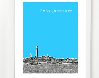 Provincetown, MA Art Poster  - Cape Cod City Skyline Print - Provincetown Poster