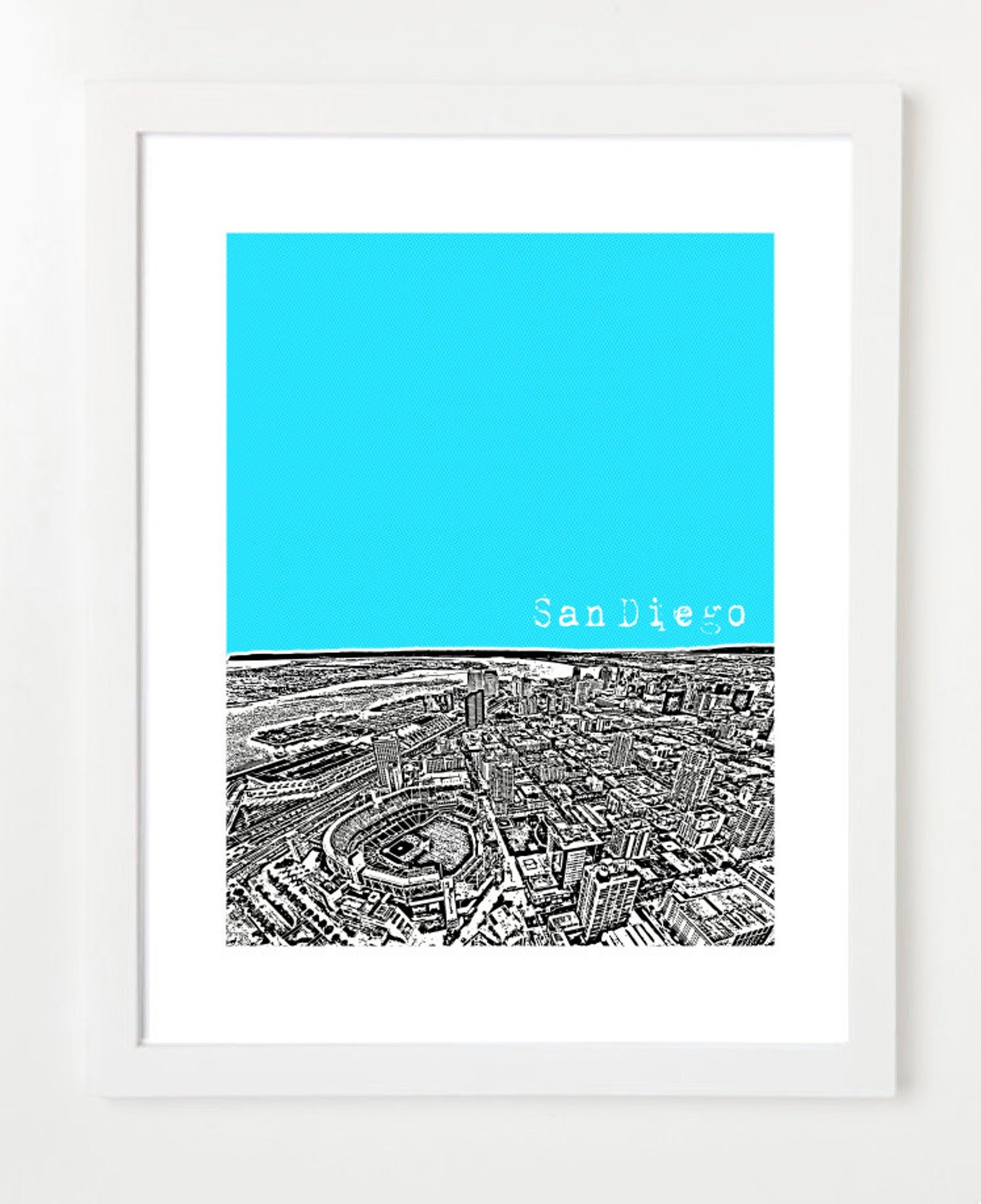 San Diego California Skyline Poster San Diego Digital Art Etsy