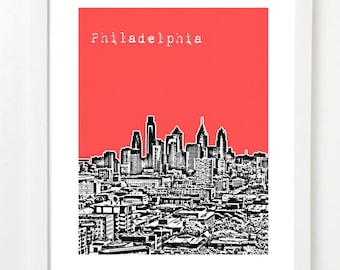 Skyline de Philadelphie - Philly Art - Impression de l'État de Pennsylvanie - Affiche de Philadelphie - VERSION 3