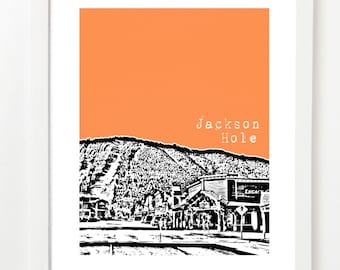 Jackson Hole Poster  - Art Print - Wyoming City Poster - Jackson Wyoming Skyline