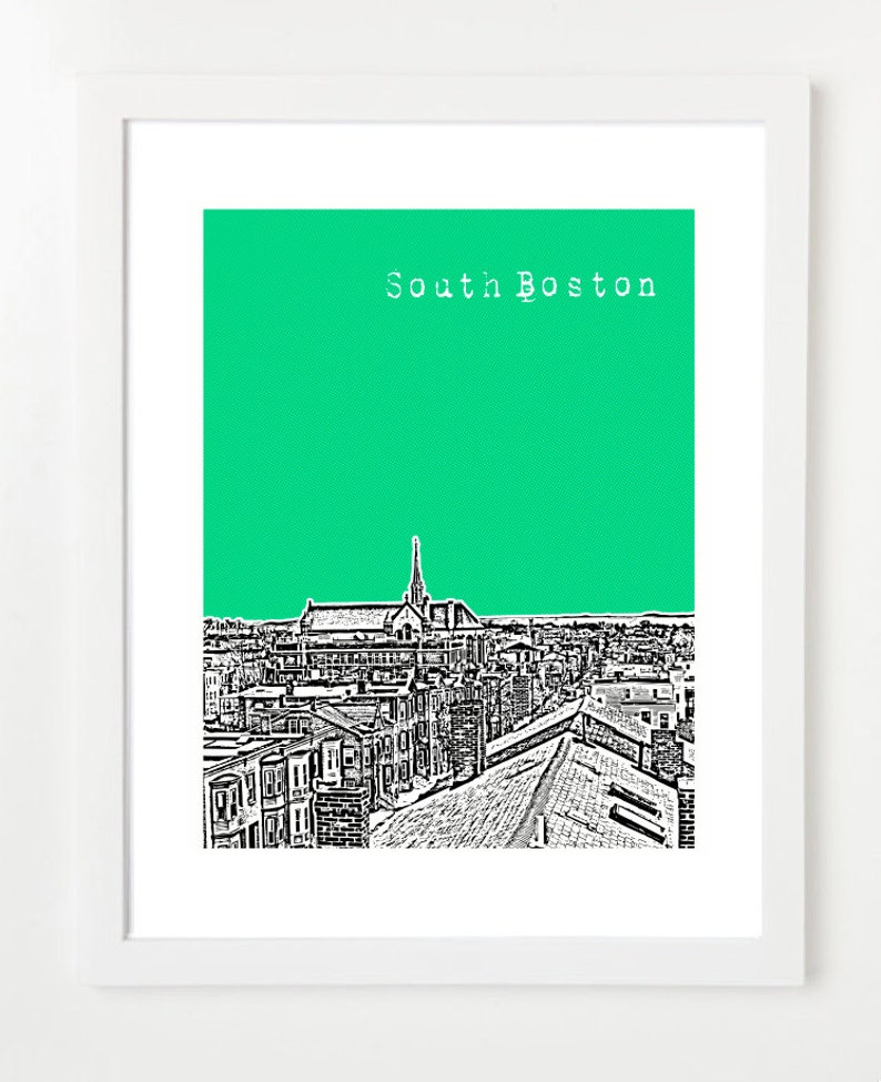 South Boston Massachusetts Poster Southie Skyline Print South Boston Art image 1